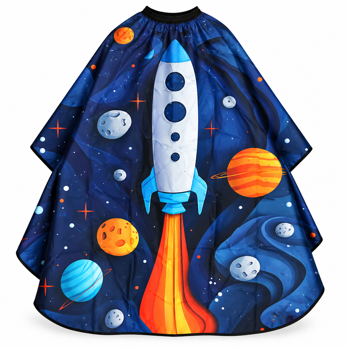 Capa de Barbería para Niño Cohete Lunar con Broche