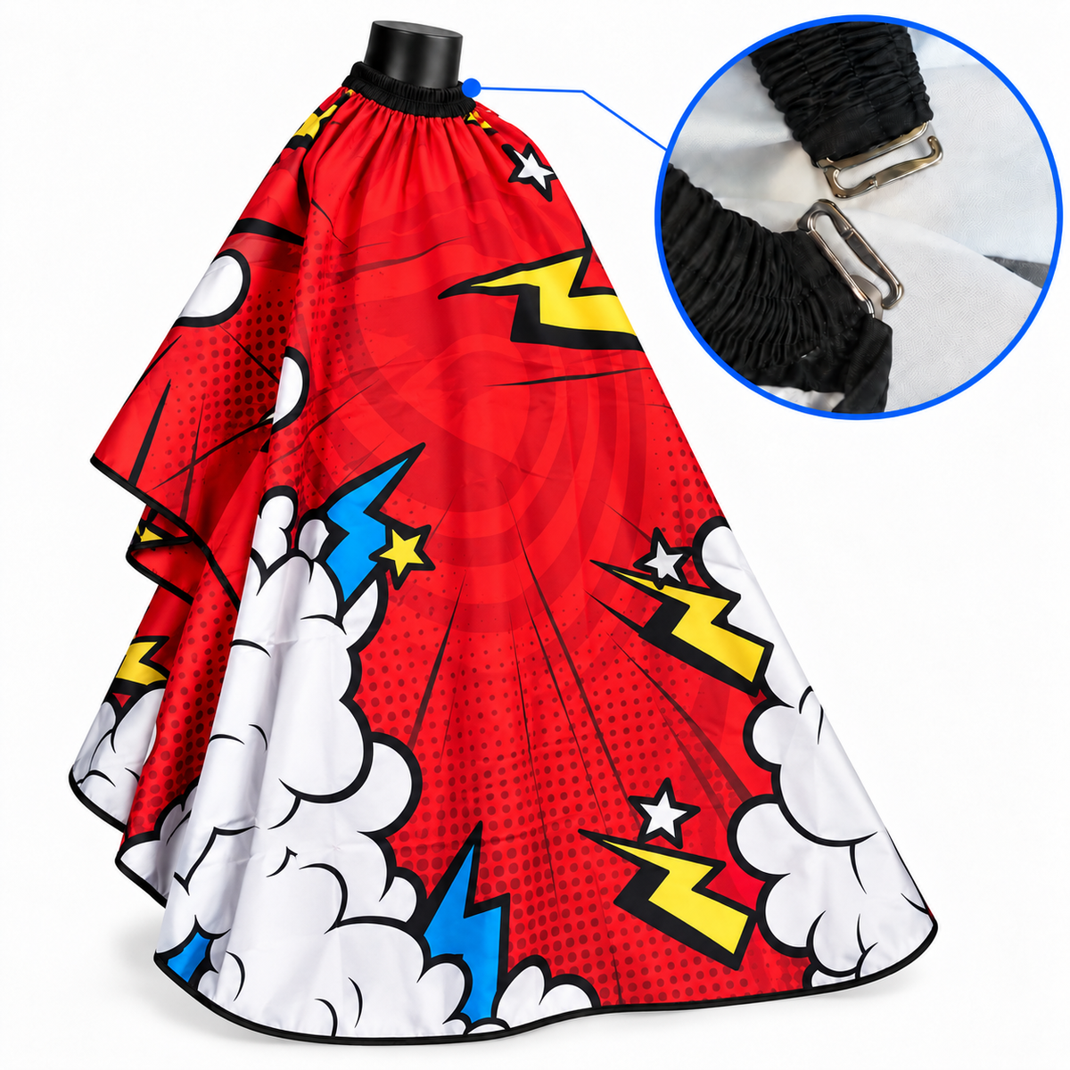 Capa de Barbería para Niño Trueno Roja con Broche
