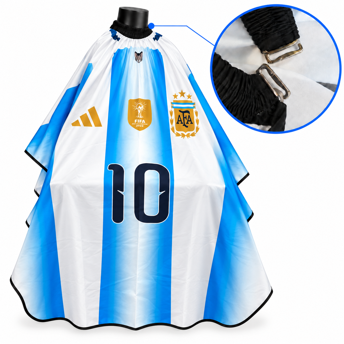 Capa Sublimada Argentina para Barbería con Broche
