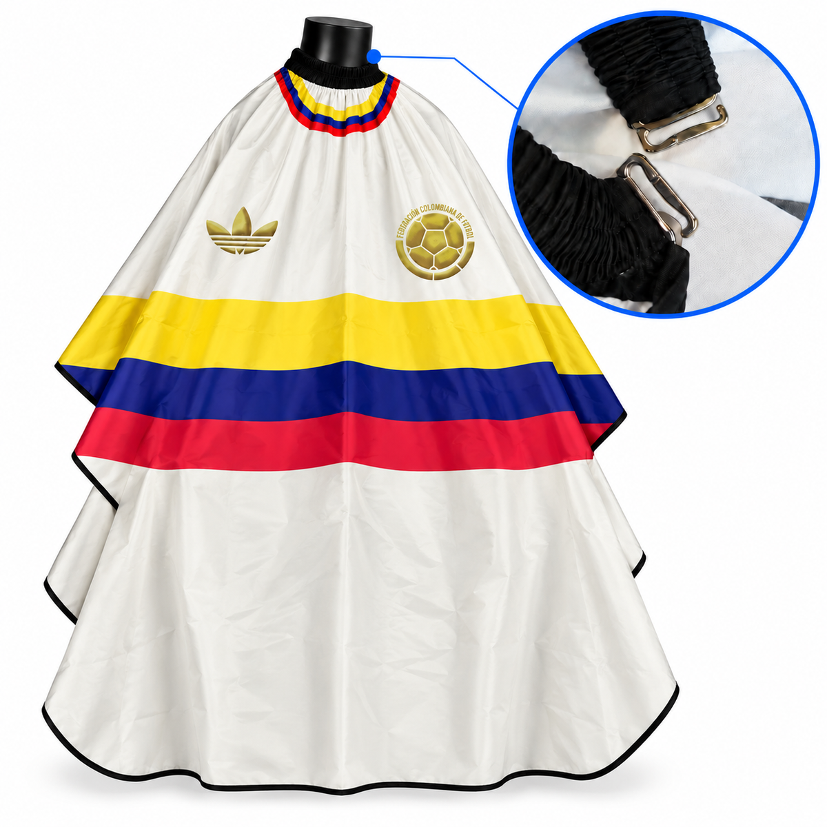 Capa Sublimada Colombia Classic para Barbería con Broche