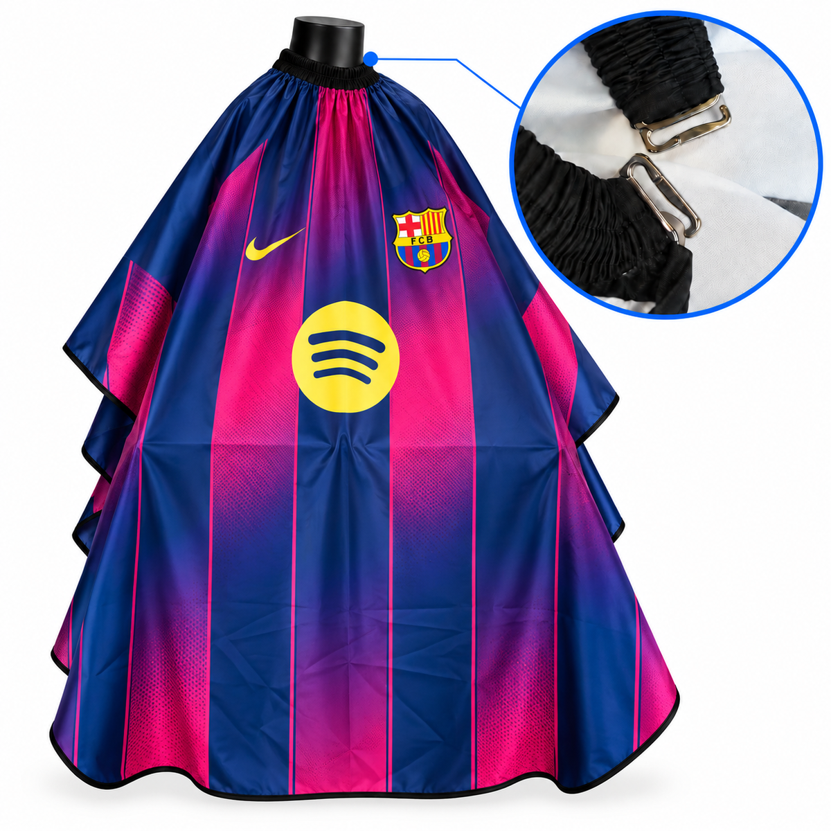 Capa Sublimada Barcelona para Barbería con Broche