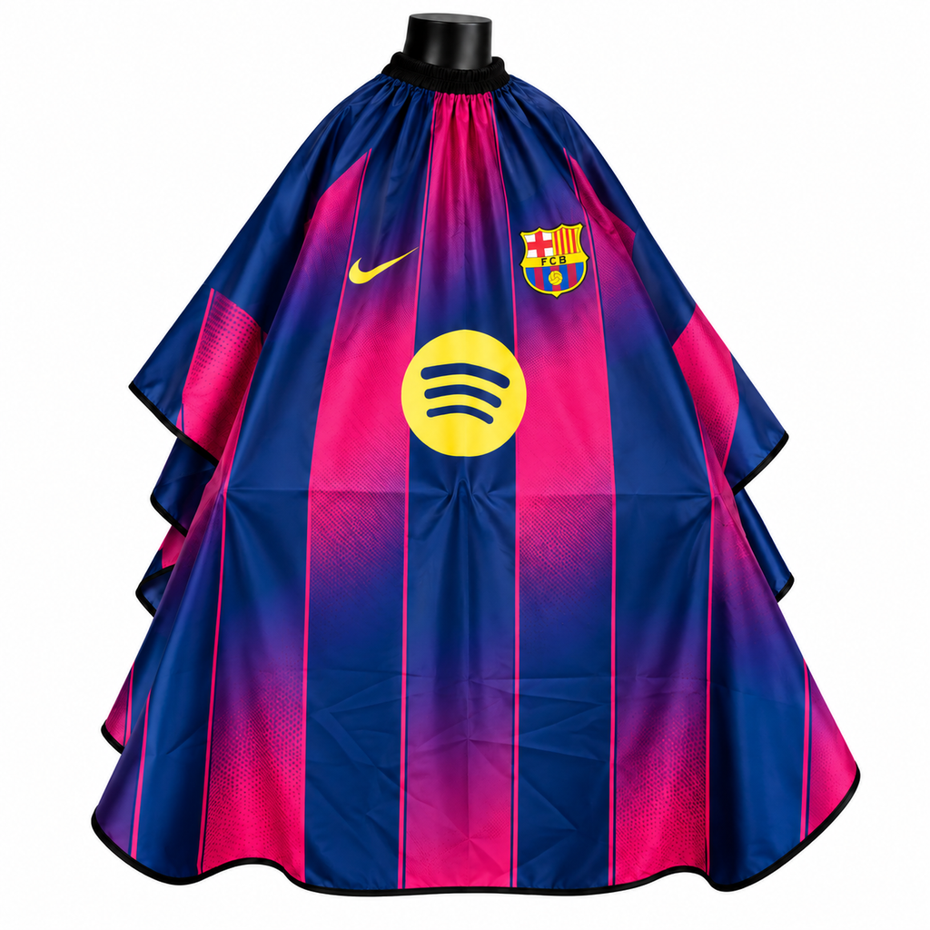 Capa Sublimada Barcelona para Barbería con Broche