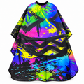 Capa para Barbero Negra con Estampado Multicolor con Broche