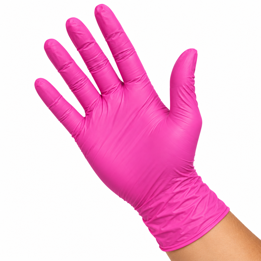 Guantes de Nitrilo Fucsia Sempro Talla M – 100 Unidades