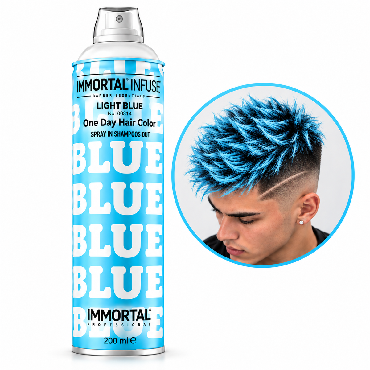 Spray Color Temporal Immortal Light Blue Azul Claro 200 ml