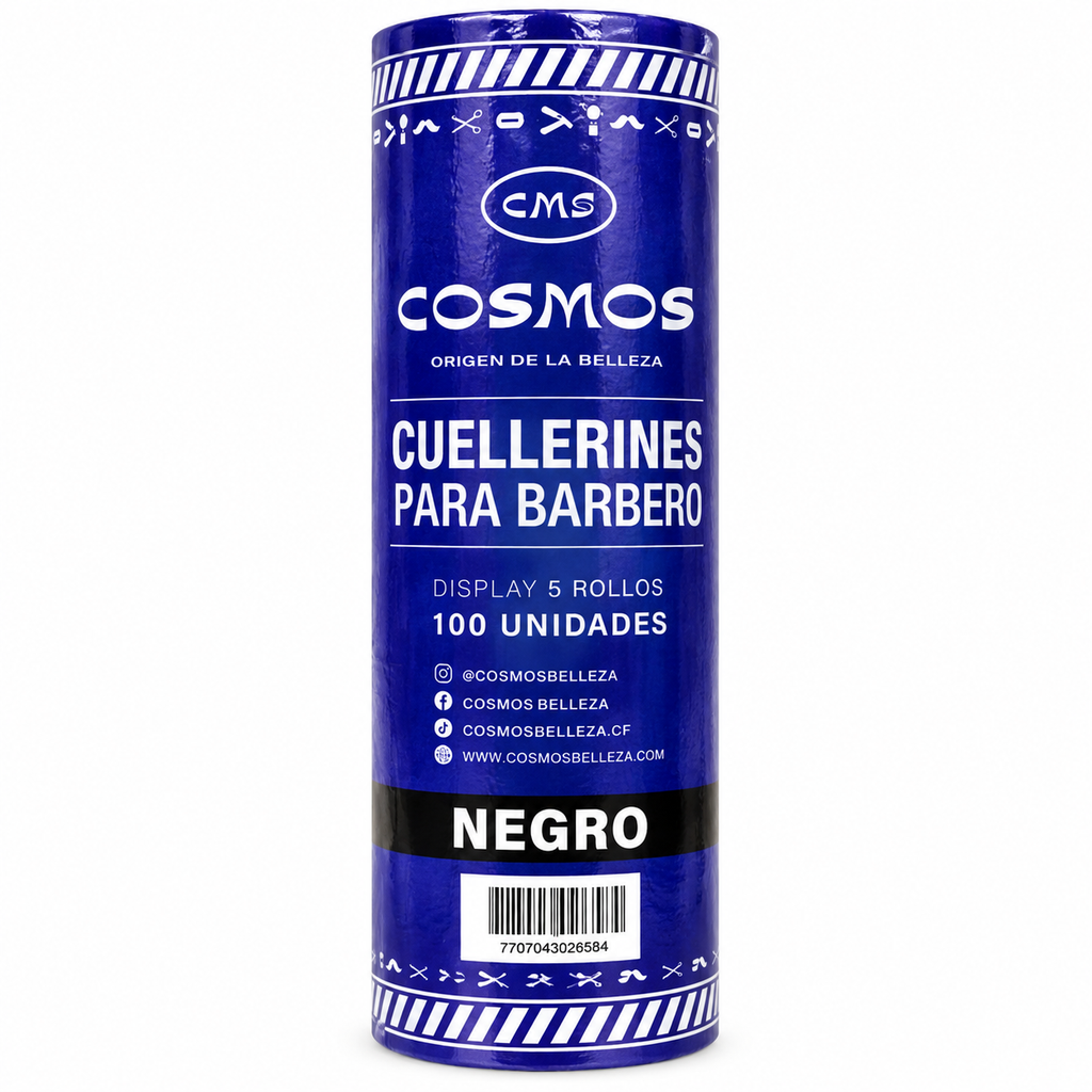 Cuellero para Barbero Cosmos Negro x5 Rollos – 100 Unidades