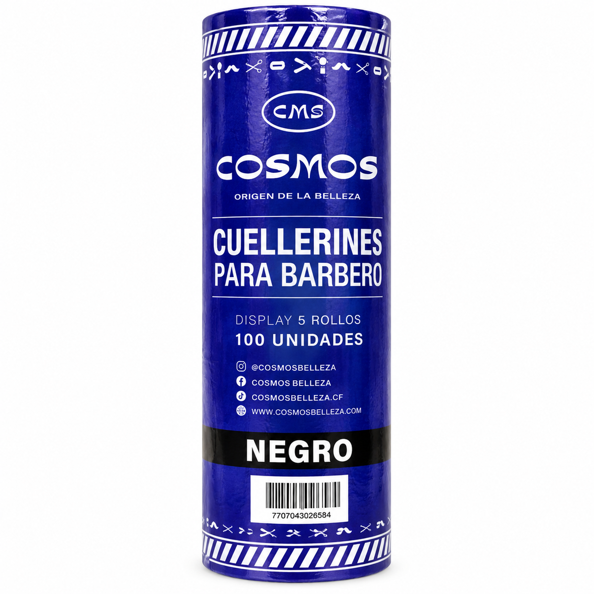 Cuellero para Barbero Cosmos Negro x5 Rollos – 100 Unidades
