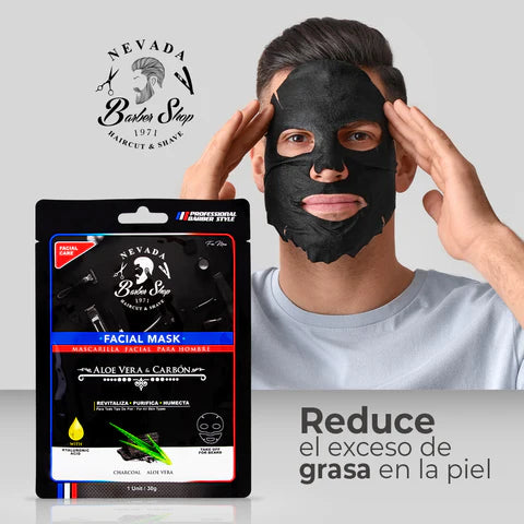 Nevada Barber Shop – Mascarilla Facial para Hombre Aloe Vera & Carbón 30g