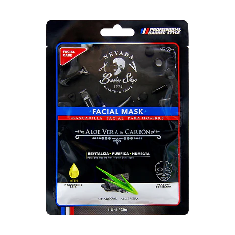 Nevada Barber Shop – Mascarilla Facial para Hombre Aloe Vera & Carbón 30g